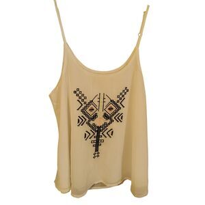 CYN Women's Cream With Multicolor Embroidery Crop‎ Top Size L/XL